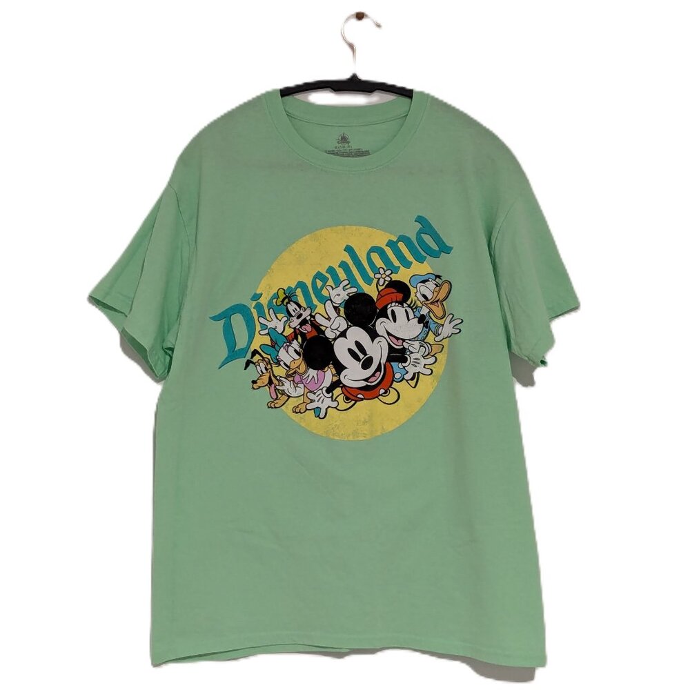 Disneyland Men's Lime Green Mickey and the Gang Tee Shirt Sz Large